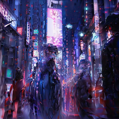 anime characters walking in a busy city at night, tokyo anime scene, digital cyberpunk anime art, modern cyberpunk anime, digital cyberpunk - anime art, anime cyberpunk art, anime style. 8k, in cyberpunk city, busy cyberpunk metropolis, anime cyberpunk, an...