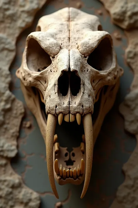 Skeleton of a saber-toothed head
