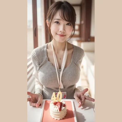 Young woman, light brown hair, smiling, wearing a light gray ribbed short-sleeved top, centered in the frame, facing the camera, outdoor daylight, (natural lighting: 1.1),  medium shot, pleasant expression, photorealistic style, soft focus,  (detailed hair...