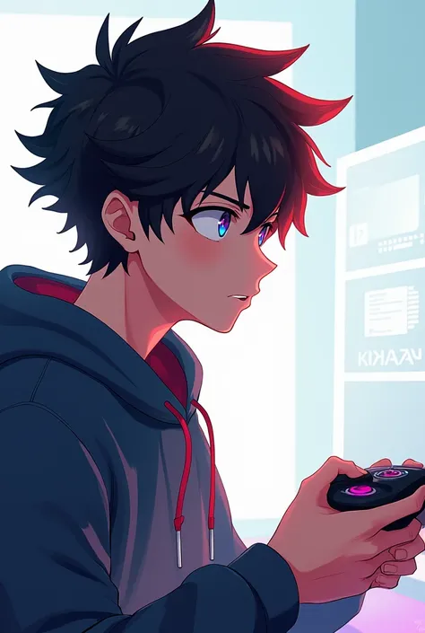 A male anime character is a gamer holding a joy set as a profile