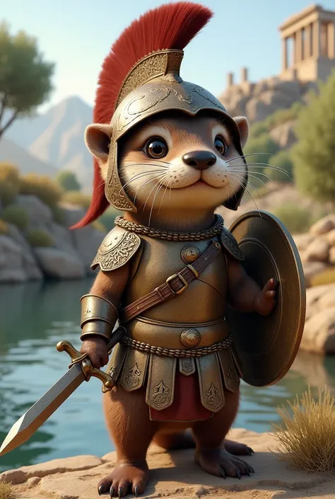 An otter disguised as a Spartan