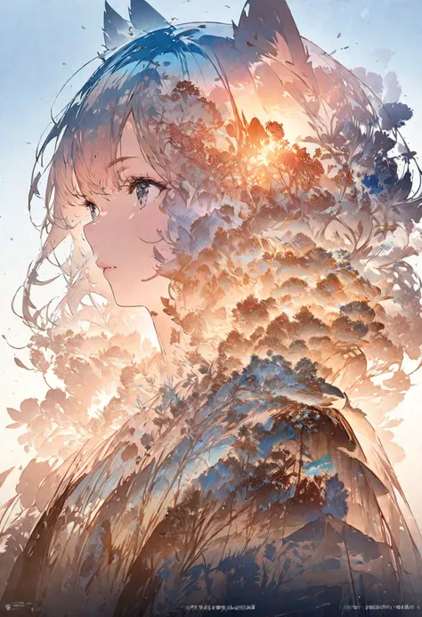     Beautiful Delicate Female Baby Fox Double Exposure  (The face is clear and perfect)image，Background、完璧な super detailedなビクトリア朝都市です, beautiful, Complex illustrations,  Artwork Concept Artwork Masterpiece,  top quality,  super detailed,  high definition 