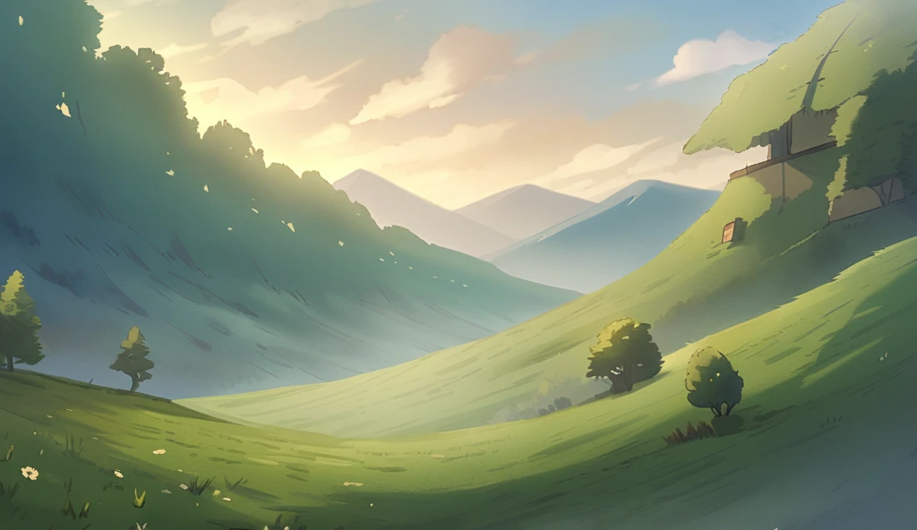 A scene from a Ghibli animation with a dreamy atmosphere