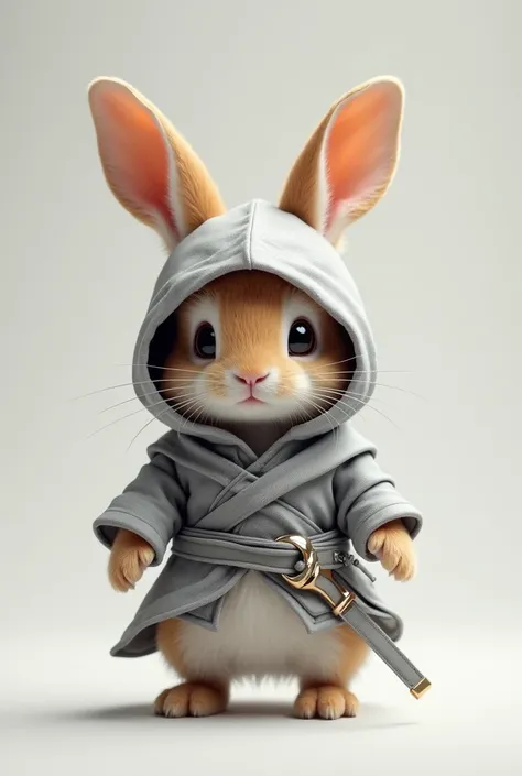  cute、Baby Rabbit、銀色ninja costume、 standing