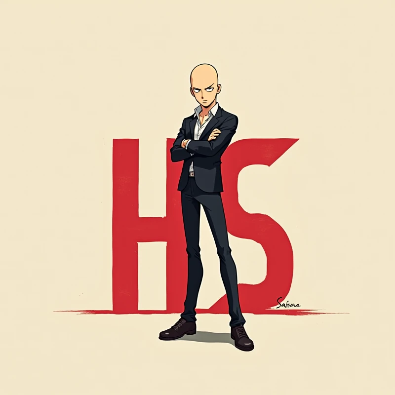 Create words of HS logo saitama style front veiw