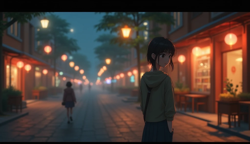  cafes and shops in the distance {x} warmly lit up {x} walking alone on the street at night in 3D animation style

Li Wei walks alone in a quiet street， streetlight shining softly ， The street occasionally had pedestrians passing by ， ，She looked down and ...