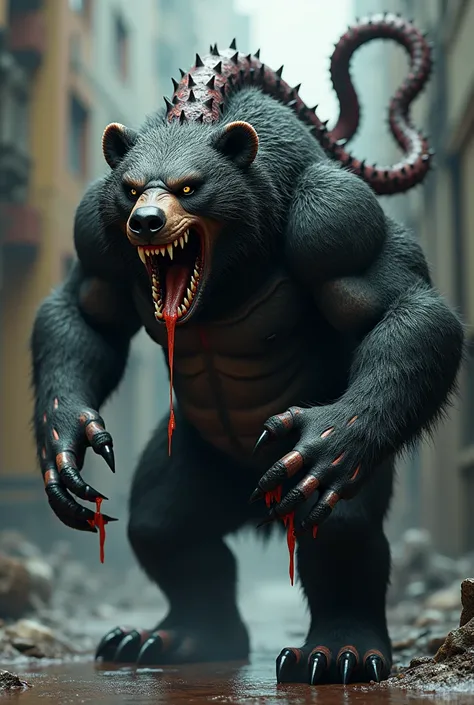 Venom and bear mix hybrid pic realistic 