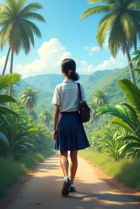 (photorealism:1.2), sri lankan school girl on the road