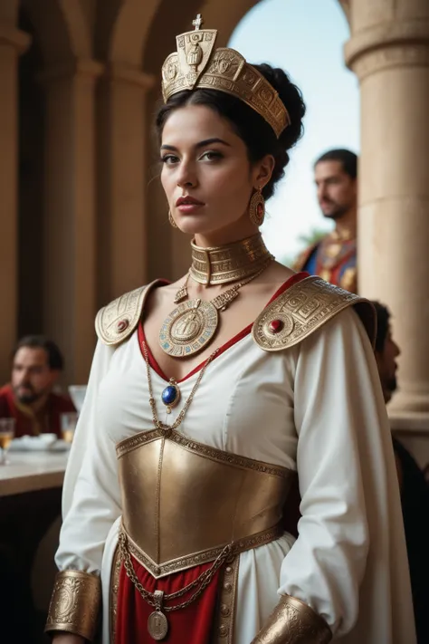 (date:20241203, (((By:Joulios )))) Beautiful hispanic woman dressed as a Hebrew queen, ancient times, King David era, high detail shape, cinematic style, HD Quality