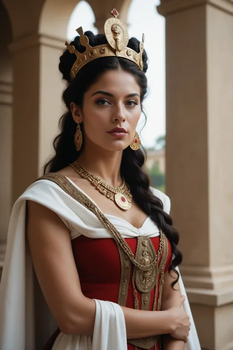 (date:20241203, (((By:Joulios )))) Beautiful hispanic woman dressed as a Hebrew queen, ancient times, King David era, high detail shape, cinematic style, HD Quality