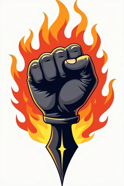 Create a fist logo with elements of penail and fire