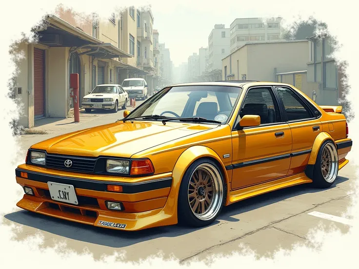 1988 Toyota Camry gold color tuning in drawing 