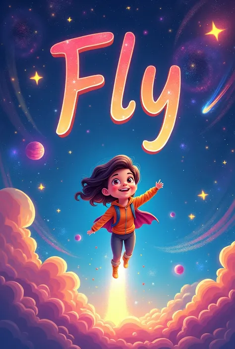 You can do it more animated style with lots of space colors and that the title of the image says fly