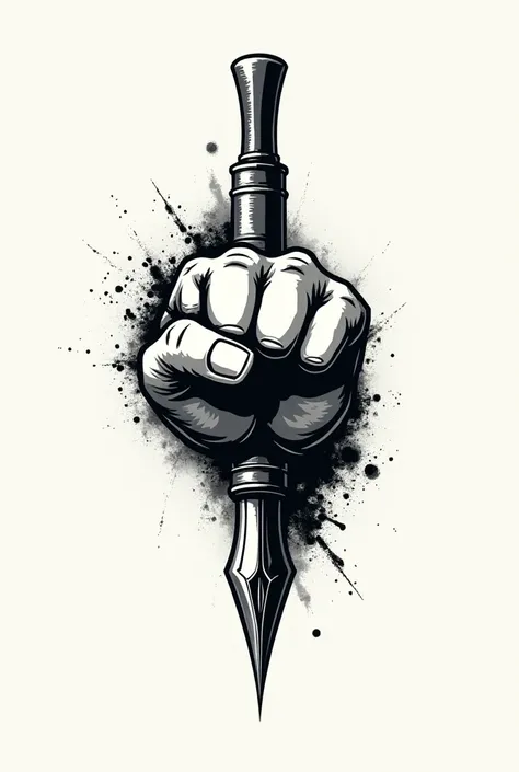 Create a fist logo with pen elements