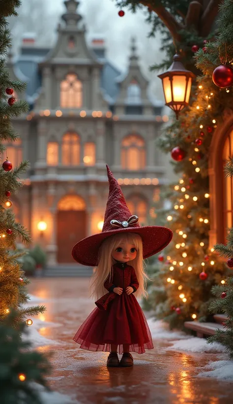  Christmas、 imaginary、 Beautiful World 、A stylish luxurious house、 Europe 、There is a little cute witch in the picture