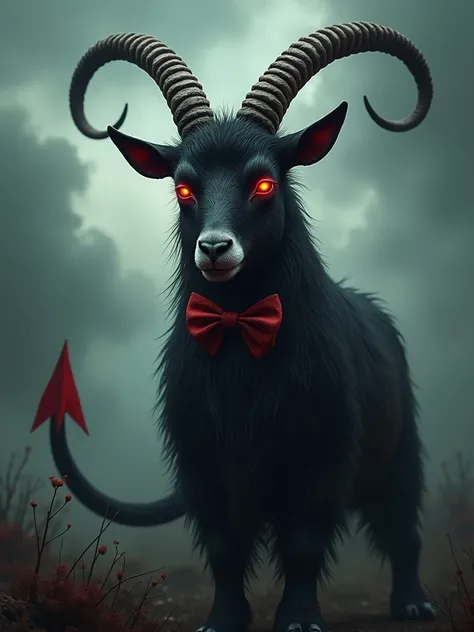 Satan goat wearing a bow tie