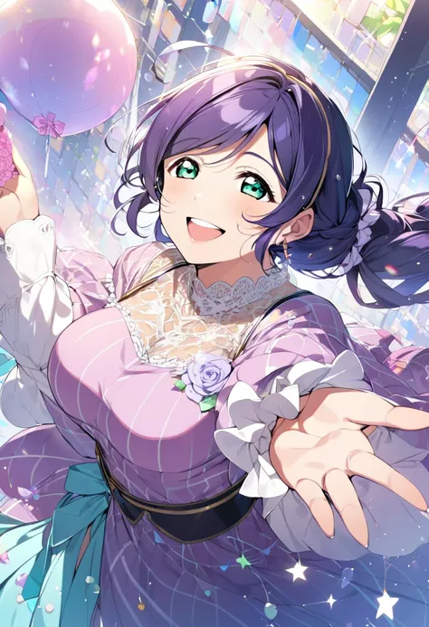 1girl, toujou nozomi, love live!, smile, beckoning