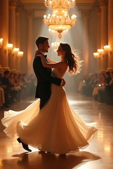 A beautiful woman dancing happily with her partner