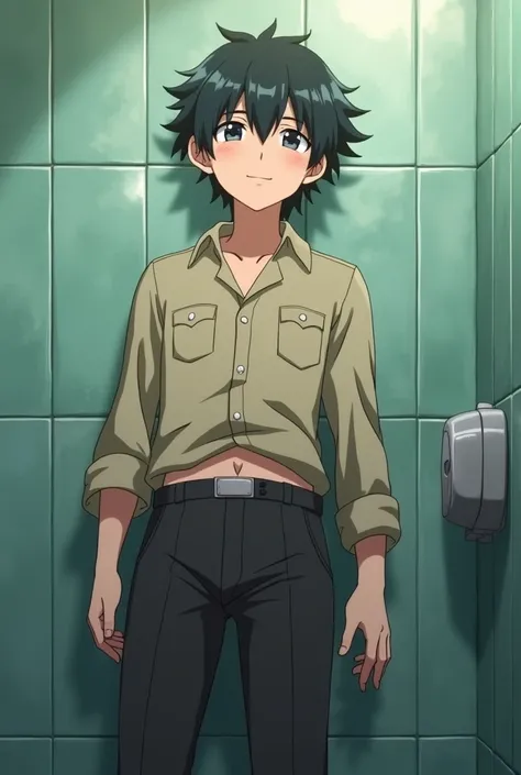 Handsome guy diarrhea in public restroom (anime) (18 year old)