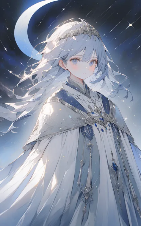 Celestial Archer "Lunaris"
Prompt:
"A celestial archer with flowing silver hair stands poised to shoot an arrow of light into the starry sky. Her elegant armor glimmers like moonlight, adorned with crescent moon motifs and constellations. Her bow is made o...