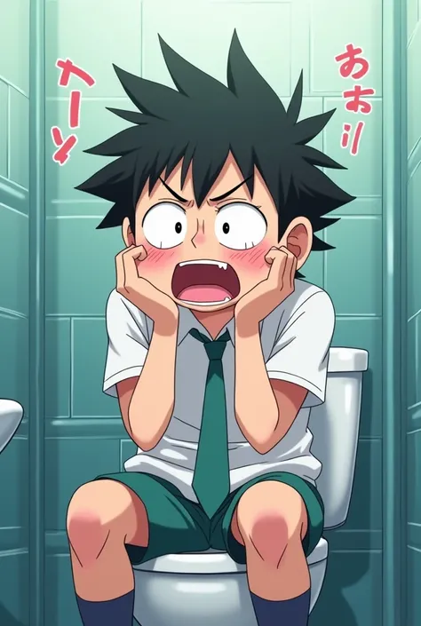 Kaito  diarrhea in toilet at school (anime) (18 year old) 