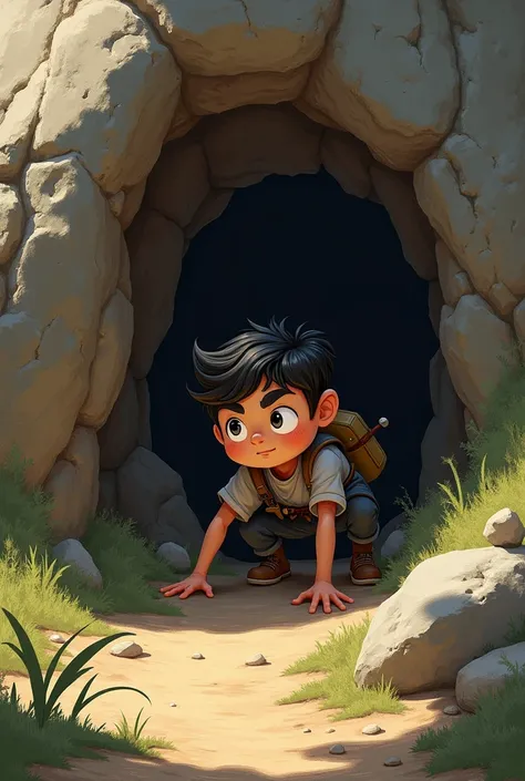 Benny flew behind the rock and noticed that there was a small space below. "Hey! I found a way out!" he cried. "You can crawl under a rock, Timmy!"