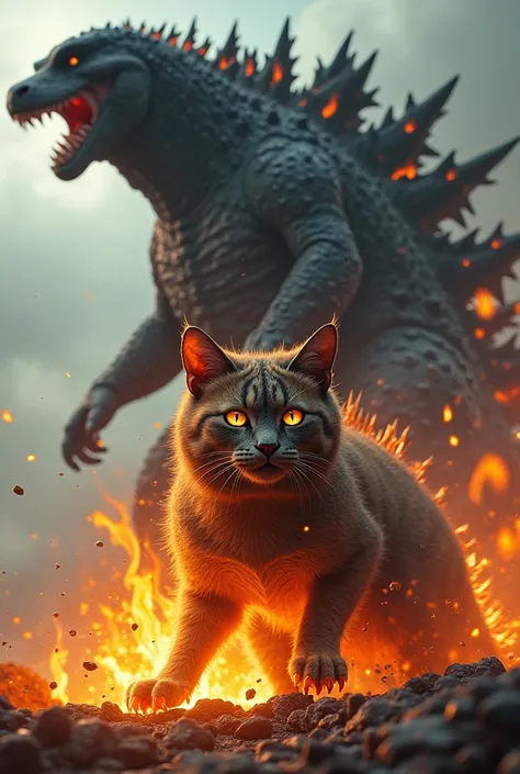 Pussy with old mumps on fire Godzilla 