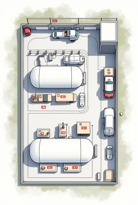 Can you drwa6 a lpg Refilling station floor plan .