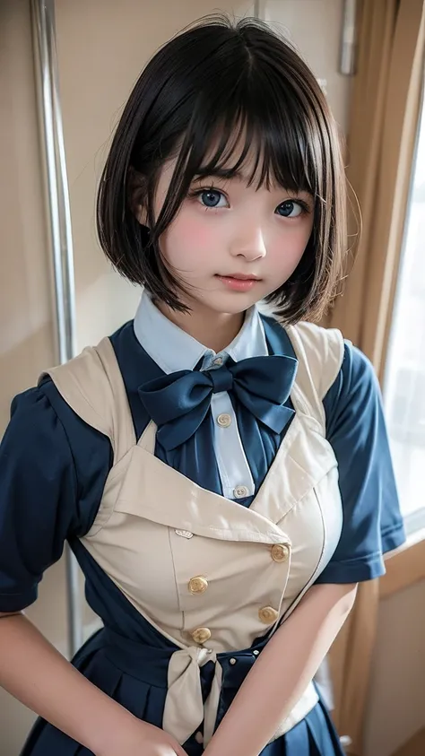 ((( very cute girl)))、Junior high school students、uniform、 bob cut 、 underbust pose