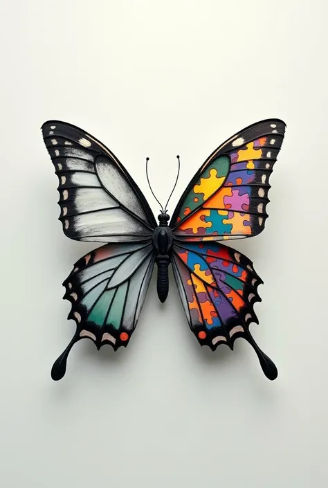 I want a butterfly only half without color and the other half with the color puzzle of autistic people 