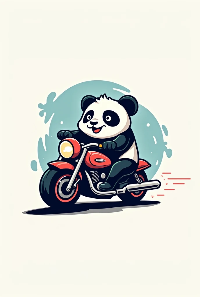 Panda riding a motorcycle gor a logo