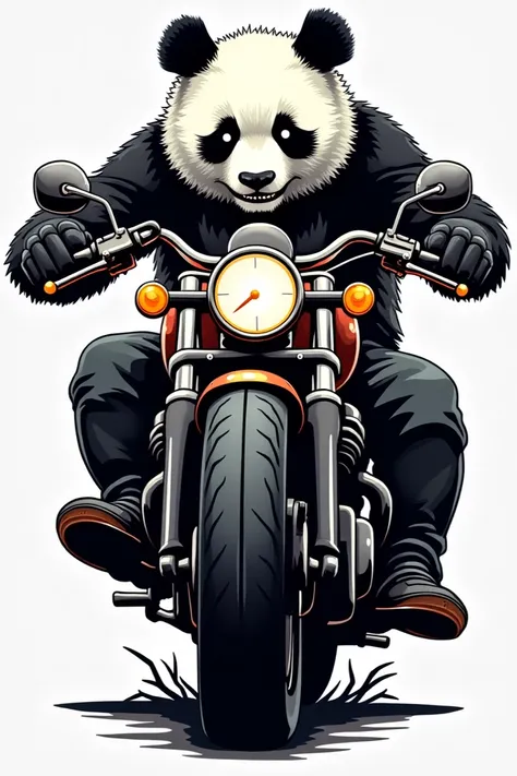 Bad ass Panda riding a motorcycle logo for vest