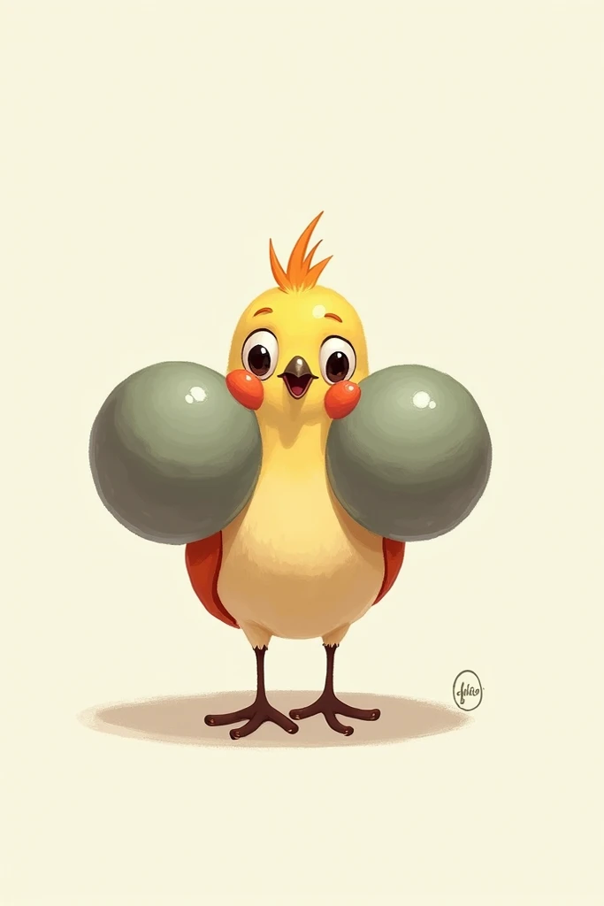 Draw little bird with big balls