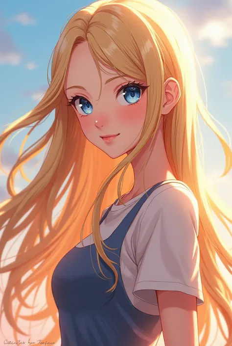 16-year-old female anime character with long blond hair blue eyes 1, Tall called Zoe  