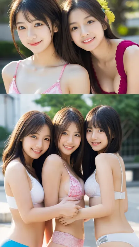 (8k, RAW Photos,Best Quality, High resolution:1.1), (Ultra-realistic:1.5),(Realistic, Realistic:1.5), (Japanese cute Girls:1.5),whole body、(Glowing Skin:1.3),(teen:1.5)(shy face:1.5),ponytail,(very cute:1.5)(cameltoe:1)masterpiece, highest quality,blush,sm...