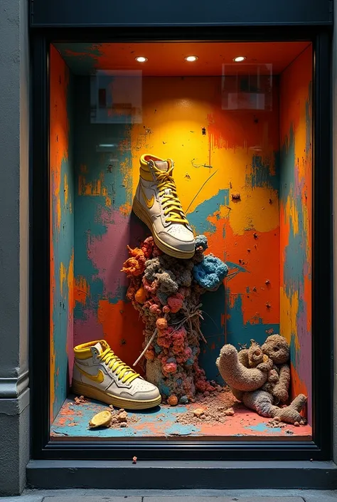 Create a shop window for a product of your choice.  but the shop window must look as if it were from the art period of expressionism.  Do it the size of a shoe box. 