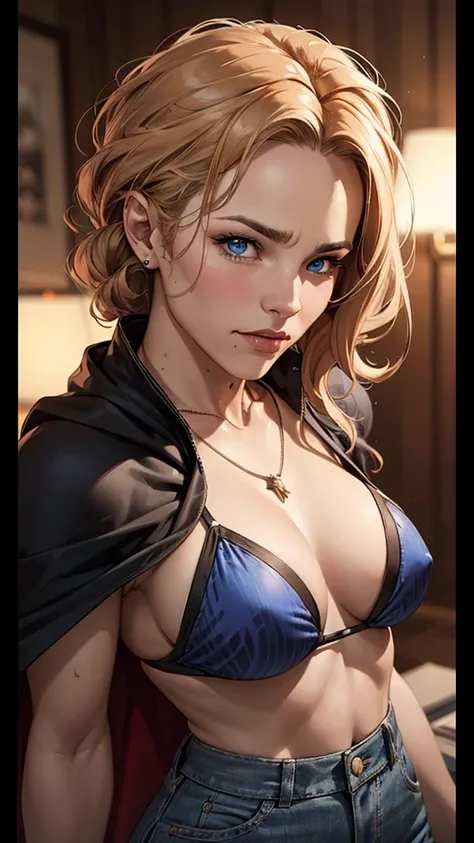 a close up of a woman in a bikini and a cape, extremely detailed artgerm, style artgerm, artgerm style, chris moore. artgerm, style of artgerm, in the style artgerm, artgerm. high detail, krenz cushart and artgerm, style of raymond swanlandblond woman with...