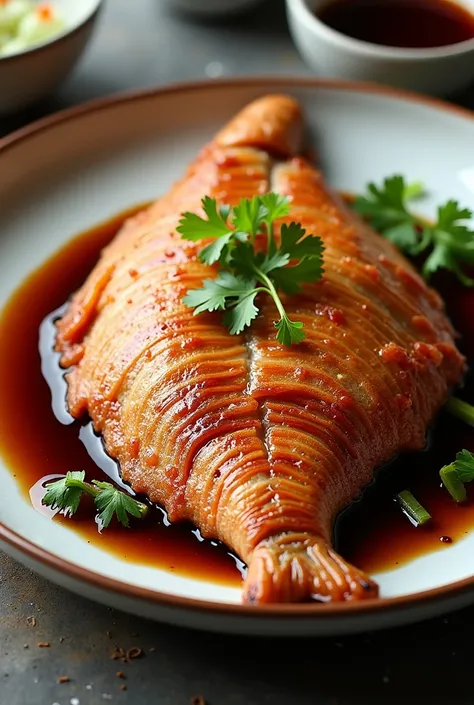 fried whole fish with dark soy 