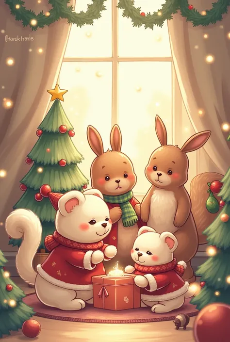  Max Image、Ultra delicate、 Christmas、Cute Animals、Illustration、