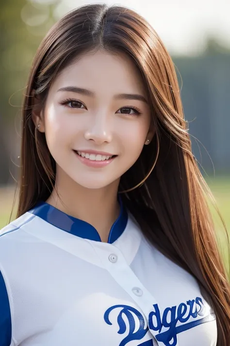 ８hair、 high definition 、diligent smile、 plump breasts 、Girls in Dodgers latex uniforms、 realistic 、face-closeup、
Huge 、  Long brown hair 、Sparkling,  oily skin 、 glowing skin、 white skin、Flying debris,  best quality,  realistic ,  very detailed, finely,  h...