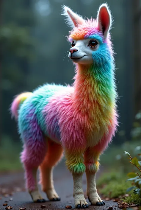 Rainbow Mutant Alpaca Standing on Two Legs