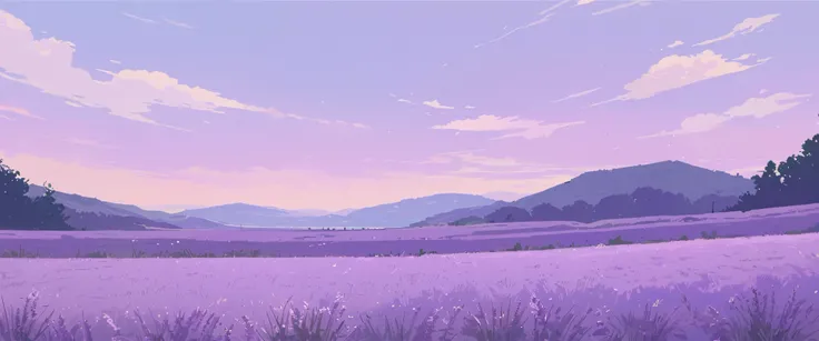 LAVENDER landscape , Pastel Purple Colors ,Ghibli ,Lofi ,cute