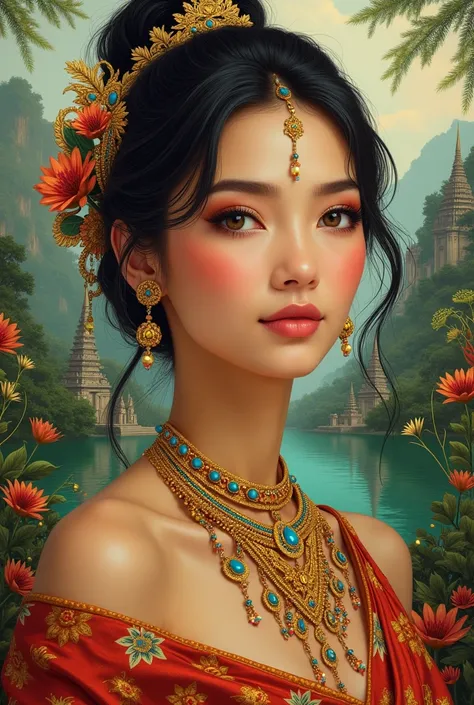 I need to draw or paint or even digital drawing for an art contest, the project Organizer called " Dream Girl " and the theme of the content is " Amazing Cambodia. Can you give me some ideas?