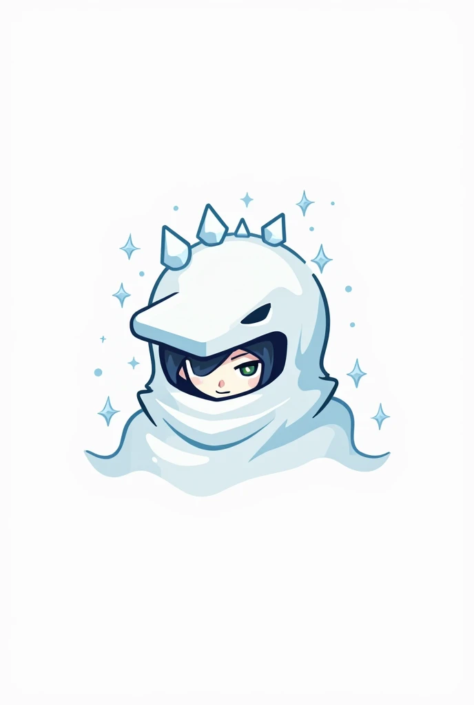 A minimalistic, clean-line logo featuring a stylized male character wearing a monster hat designed as a snow monster. The monster hat has rounded features, smooth lines, and details resembling snowflakes or ice crystals. The monster’s face is partly hidden...