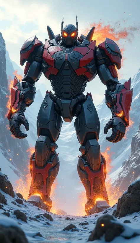 A towering hybrid creature, merging the raw power of a bulldozer with the agility and heroism of Spider-Man. This being stands with a majestic, larger-than-life presence in the middle of a dramatic landscape, embodying the forces of Earth, Water, Fire, and...