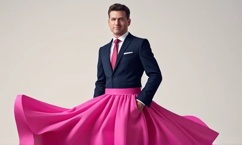 Volodymyr Zelenskyy in a pink skirt