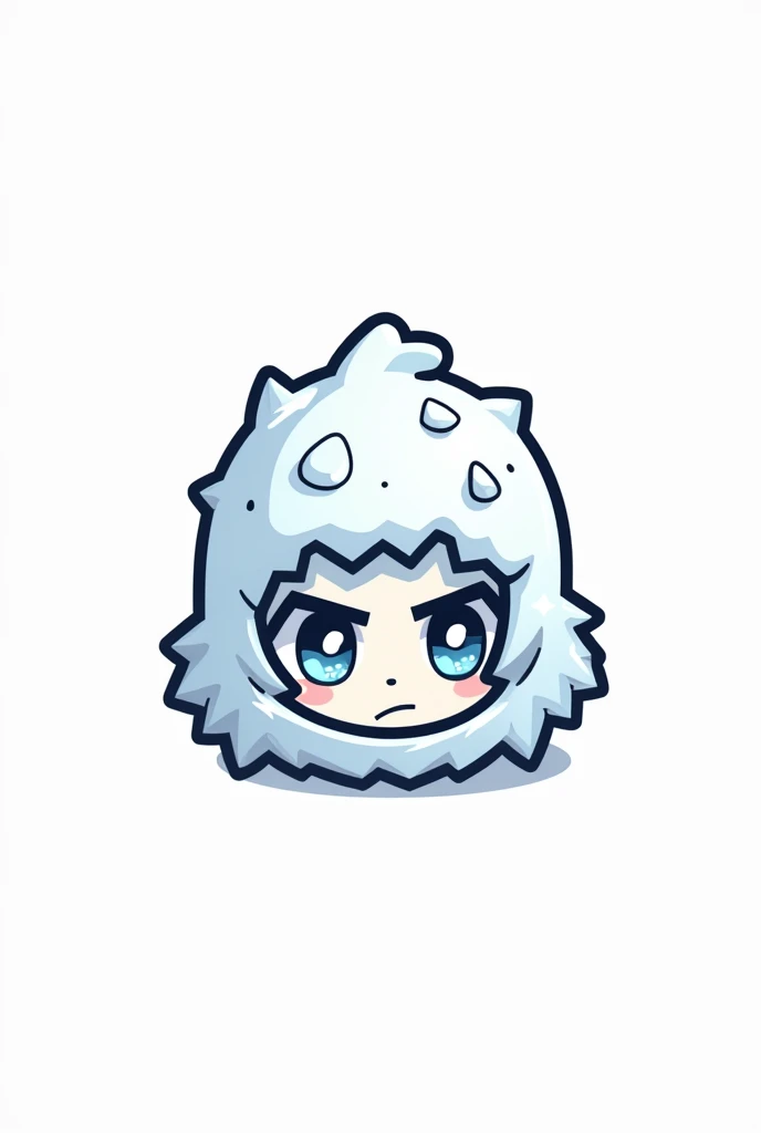 A minimalistic, clean-line logo featuring a stylized male character wearing a monster hat designed as a snow monster. The monster hat has rounded features, smooth lines, and details resembling snowflakes or ice crystals. The monster’s face is partly hidden...