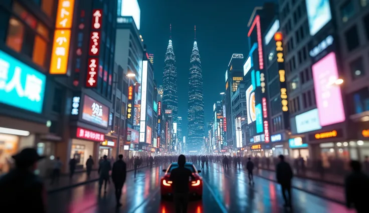  Background of a street at night in Tokyo Cyberpunk,  looks blurry,  depth of field , maximum quality 