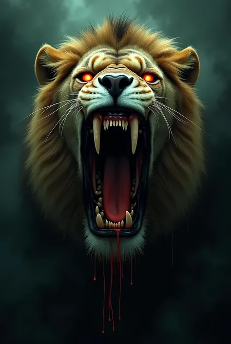 Give me a horror picture of lion 