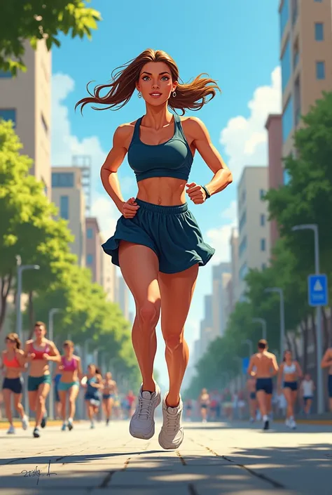 dame qui  fait son jogging  illustration 